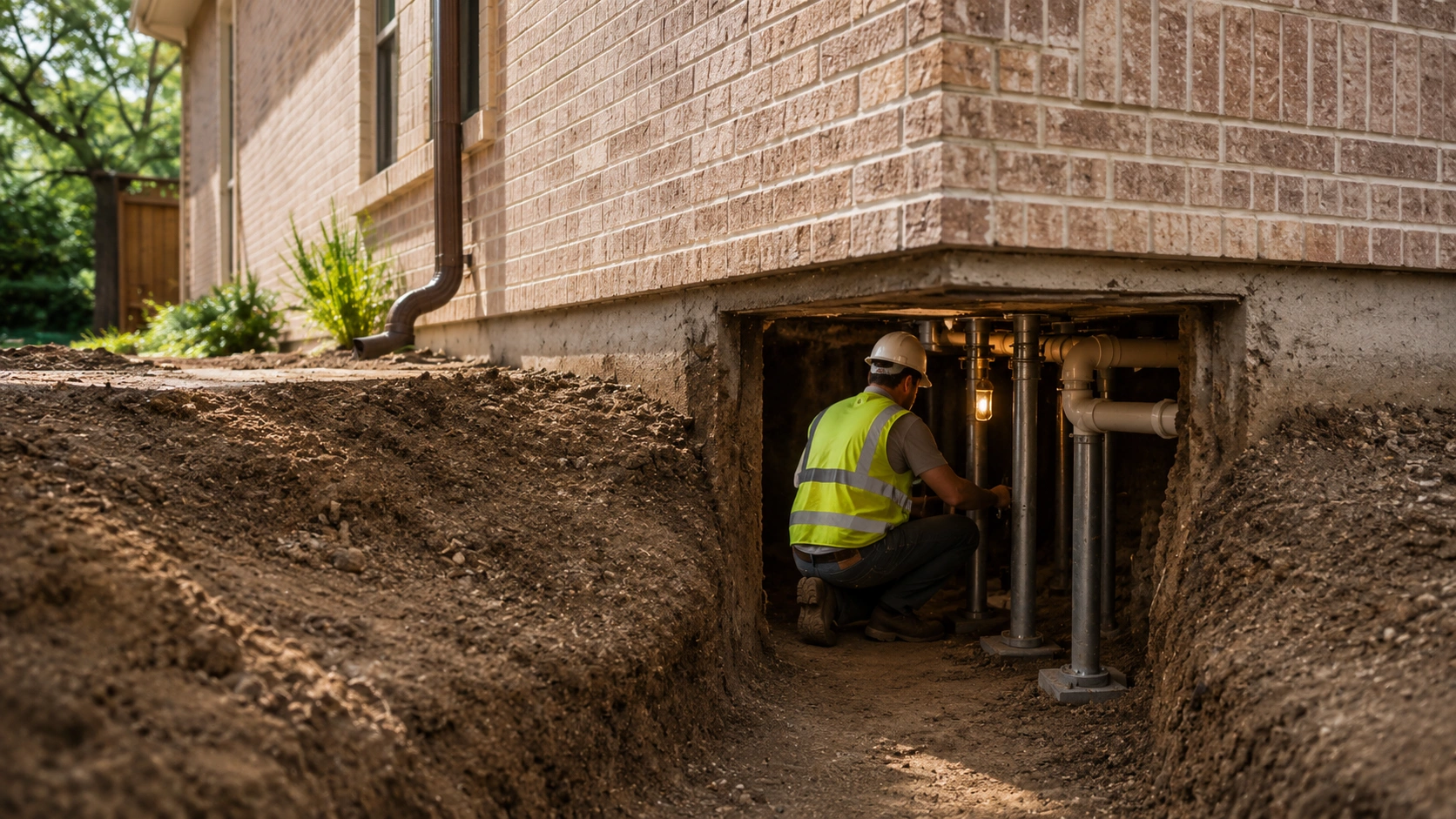 Foundation tunneling access for residential foundation repair