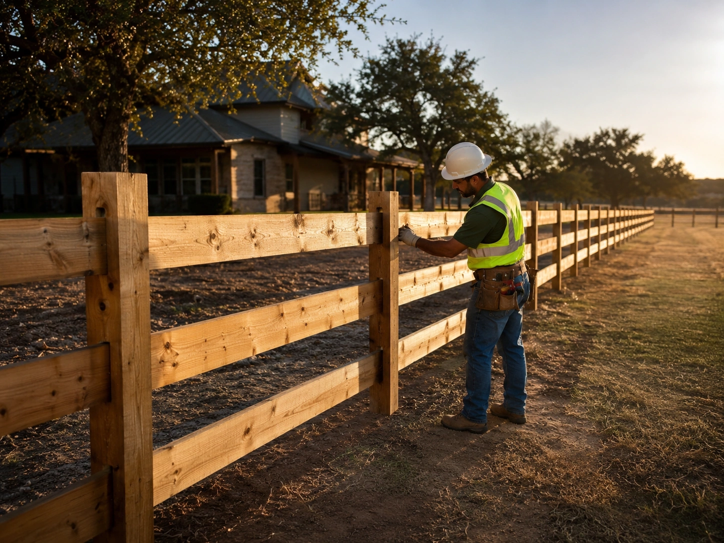 Ranch-style wood fence construction for residential and rural properties