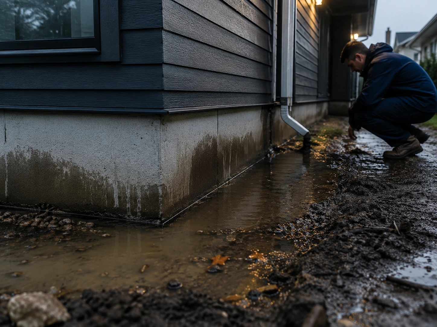Water collecting near a home foundation